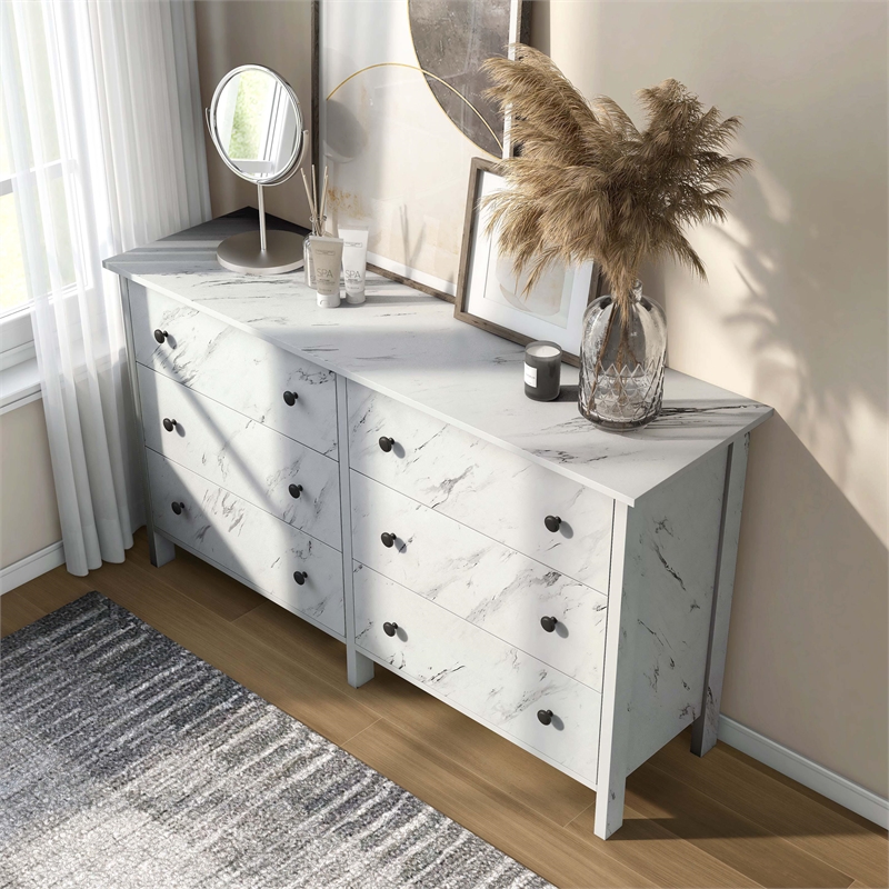 Furniture of America Knott Contemporary Wood 6-Drawer Dresser in White