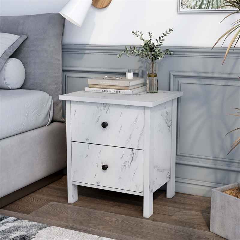 Furniture of America Knott Contemporary Wood 2-Drawer Nightstand in White