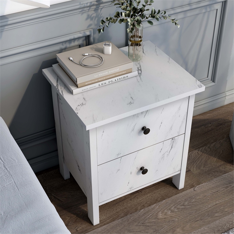 Furniture of America Knott Contemporary Wood 2-Drawer Nightstand in White