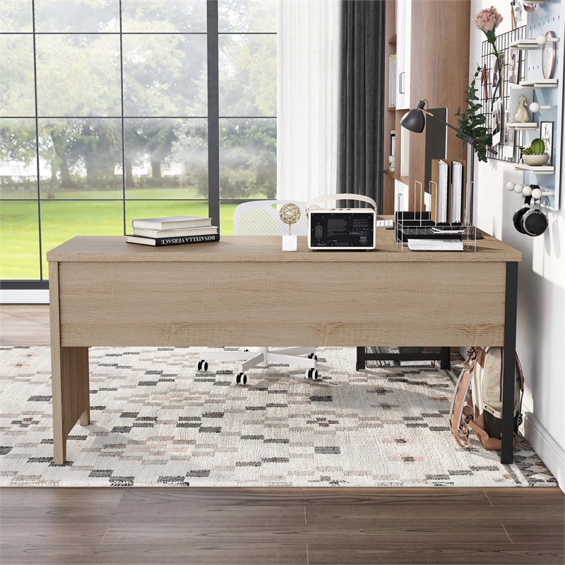 Furniture of America Froy Contemporary Wood L-Shape Desk in Natural Oak