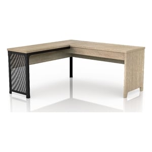 Furniture of America Froy Contemporary Wood L-Shape Desk in Natural Oak