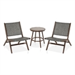 FOA Haft Aluminum Indoor and Outdoor 3-Piece Table and Chair Set in Dark Gray