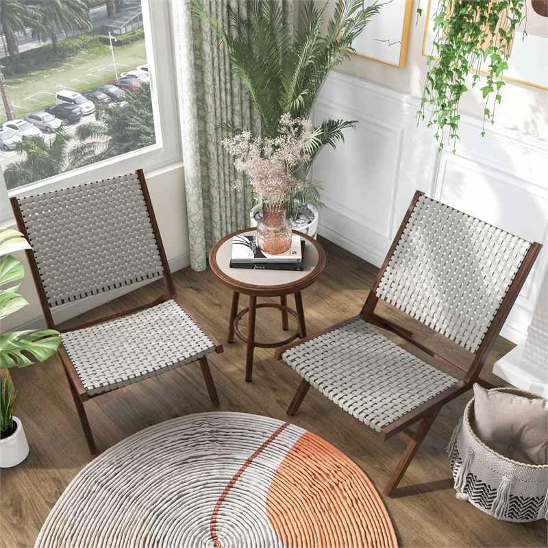 FOA Haft Aluminum Indoor and Outdoor 3-Piece Table and Chair Set in Gray