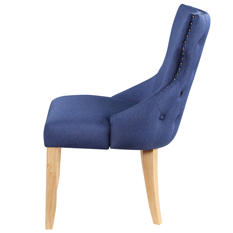 Furniture of America Glanz Fabric Wing-Back Side Chair in Blue (Set of 2)