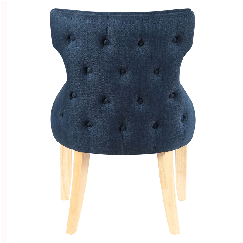 Furniture of America Glanz Fabric Wing-Back Side Chair in Dark Blue (Set of 2)