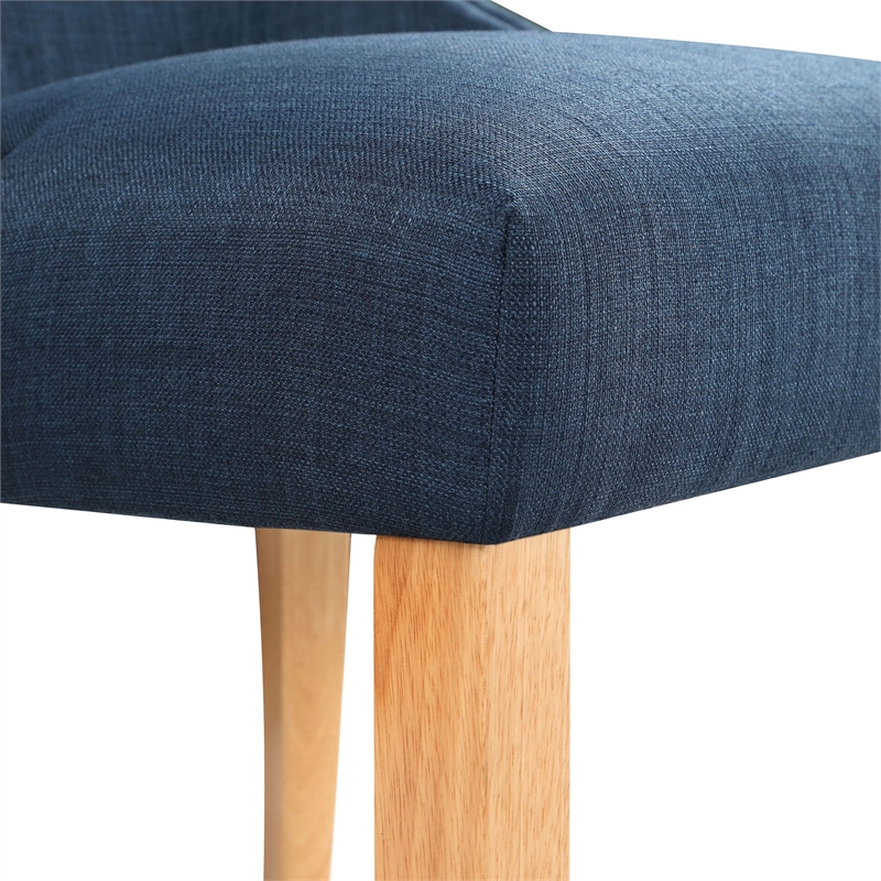 Furniture of America Glanz Fabric Wing-Back Side Chair in Dark Blue (Set of 2)