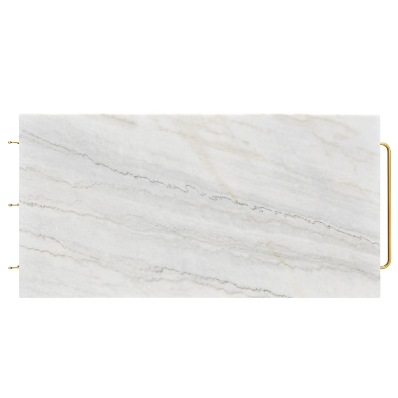 Furniture of America Froy Marble Top Kitchen Island in Gold and White