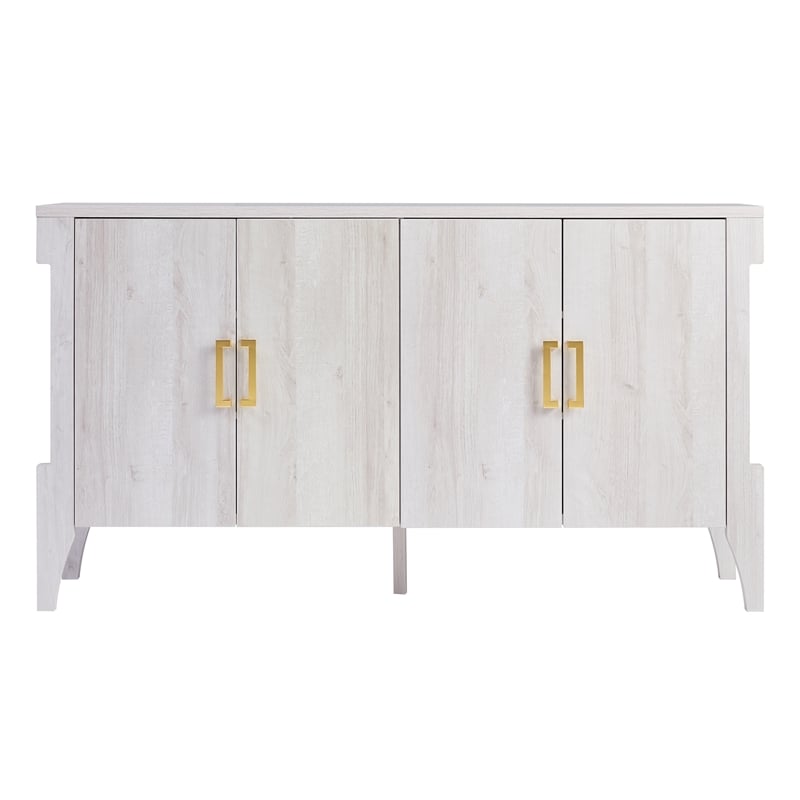Furniture of America Flyn Farmhouse Wood 6-Shelf Buffet in White Oak