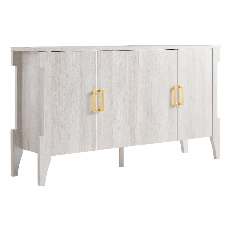 Furniture of America Flyn Farmhouse Wood 6-Shelf Buffet in White Oak