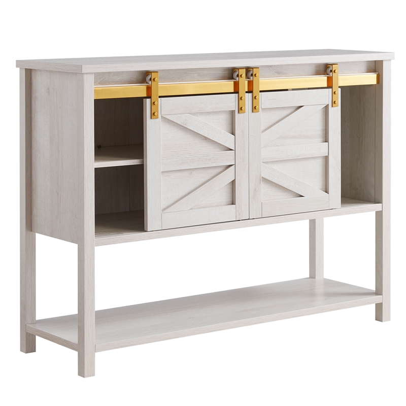 Furniture of America Birch Wood Buffet with Sliding Door in White Oak