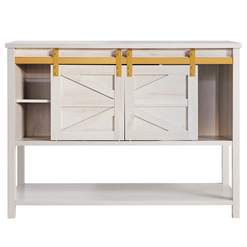 Furniture of America Birch Wood Buffet with Sliding Door in White Oak