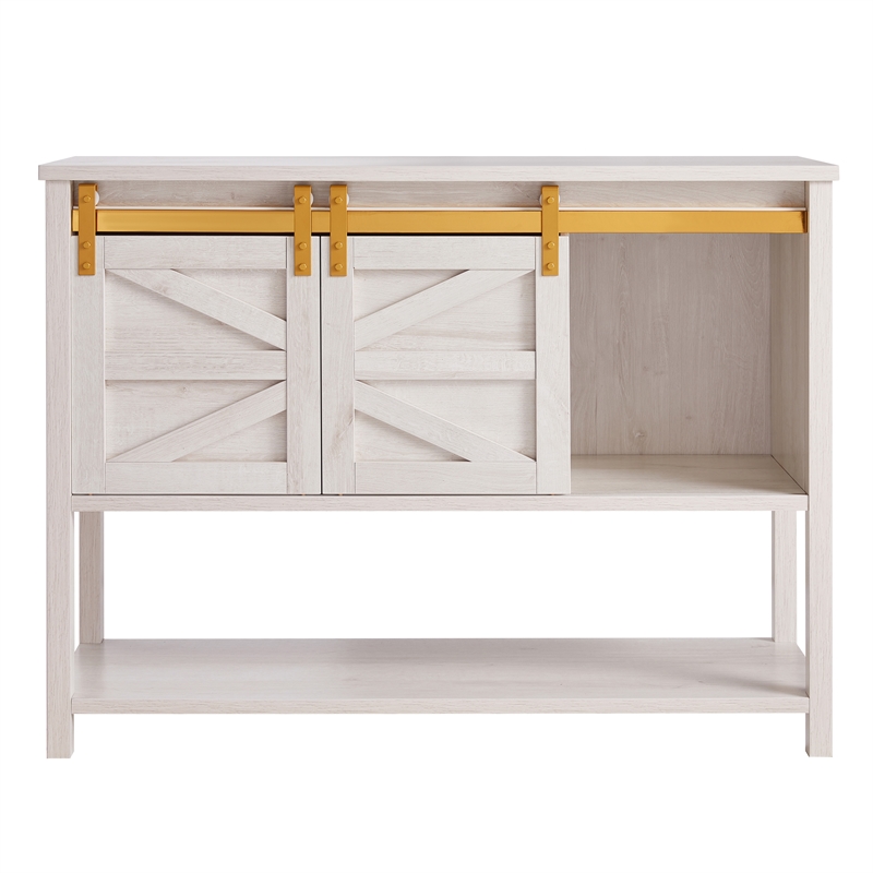 Furniture of America Birch Wood Buffet with Sliding Door in White Oak