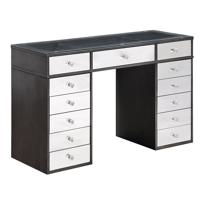 Furniture of America Glanz Wood 3-Piece Vanity Set with USB and LED in Gray
