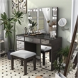 Furniture of America Glanz Wood 3-Piece Vanity Set with USB and LED in Gray