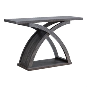 Furniture of America Nipran Wood Sofa Table with Curved Legs in Distressed Gray