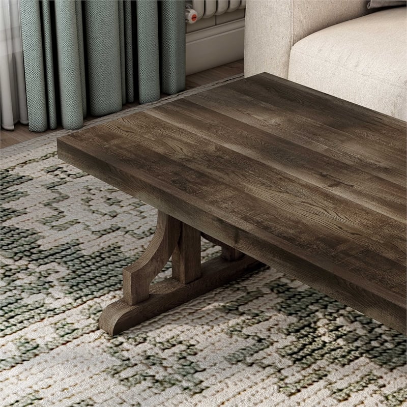 Furniture of America Birch Farmhouse Wood Coffee Table in Reclaimed Oak