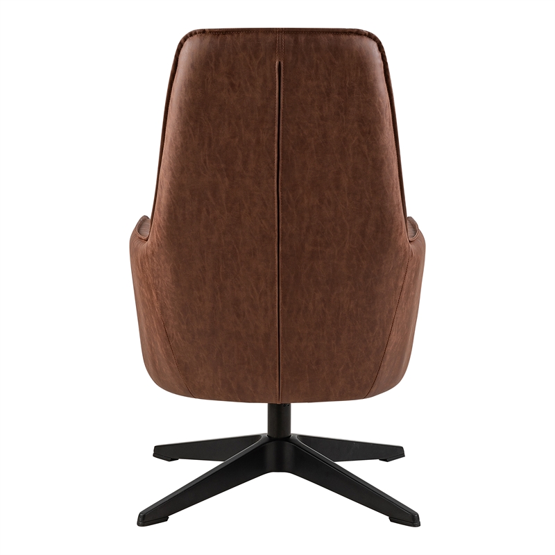 Furniture of America Alto Brown Faux Leather Accent Chair with Padded Headrest