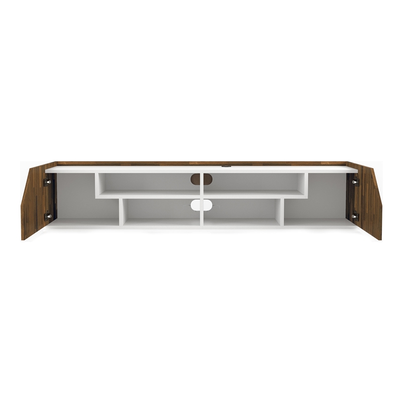 Furniture of America Hart Wood 4-Shelf Floating TV Console in White