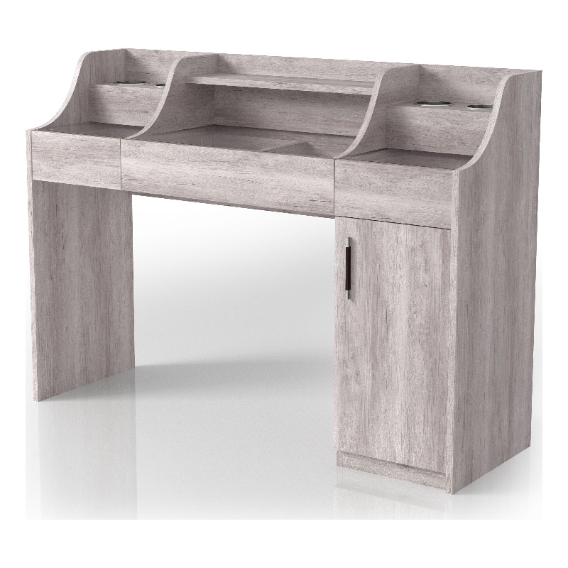 Furniture of America Elm Wood Multi-Storage Vanity Table in Coastal White