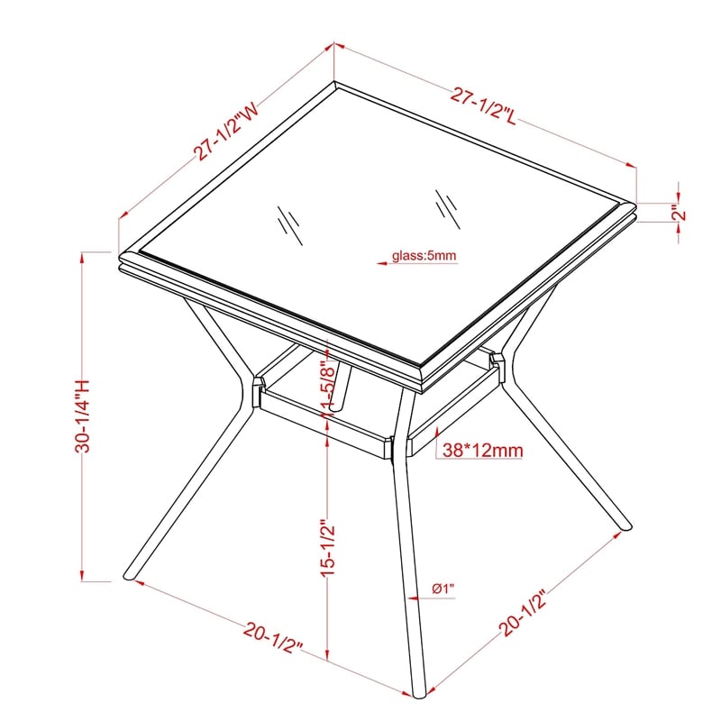 Furniture of America Hjem Aluminum Square Patio Dining Table in Brown