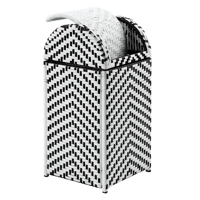 Furniture of America Azur Aluminum and FE Wicker Trash Can in Black
