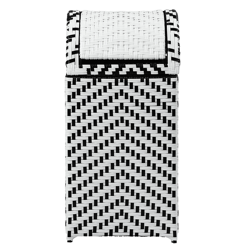 Furniture of America Azur Aluminum and FE Wicker Trash Can in Black