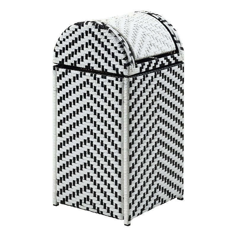 Furniture of America Azur Aluminum and FE Wicker Trash Can in Black