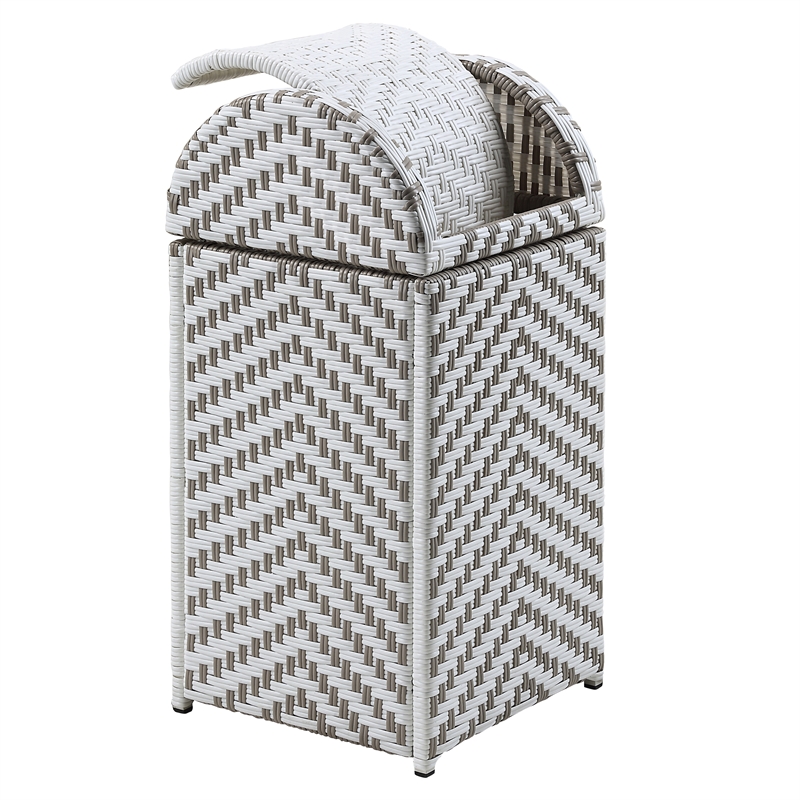 Furniture of America Azur Aluminum and FE Wicker Trash Can in Gray