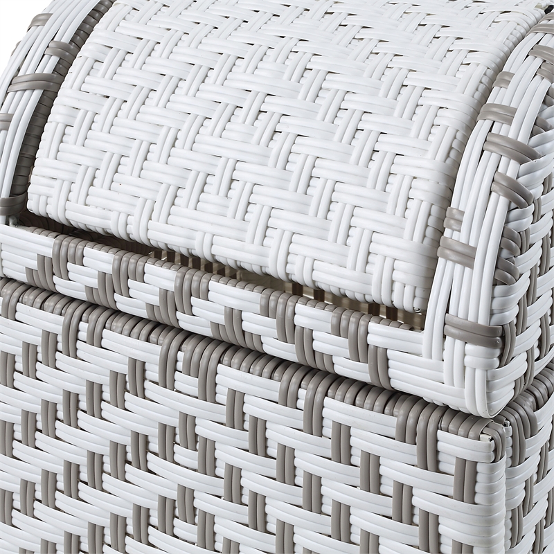Furniture of America Azur Aluminum and FE Wicker Trash Can in Gray