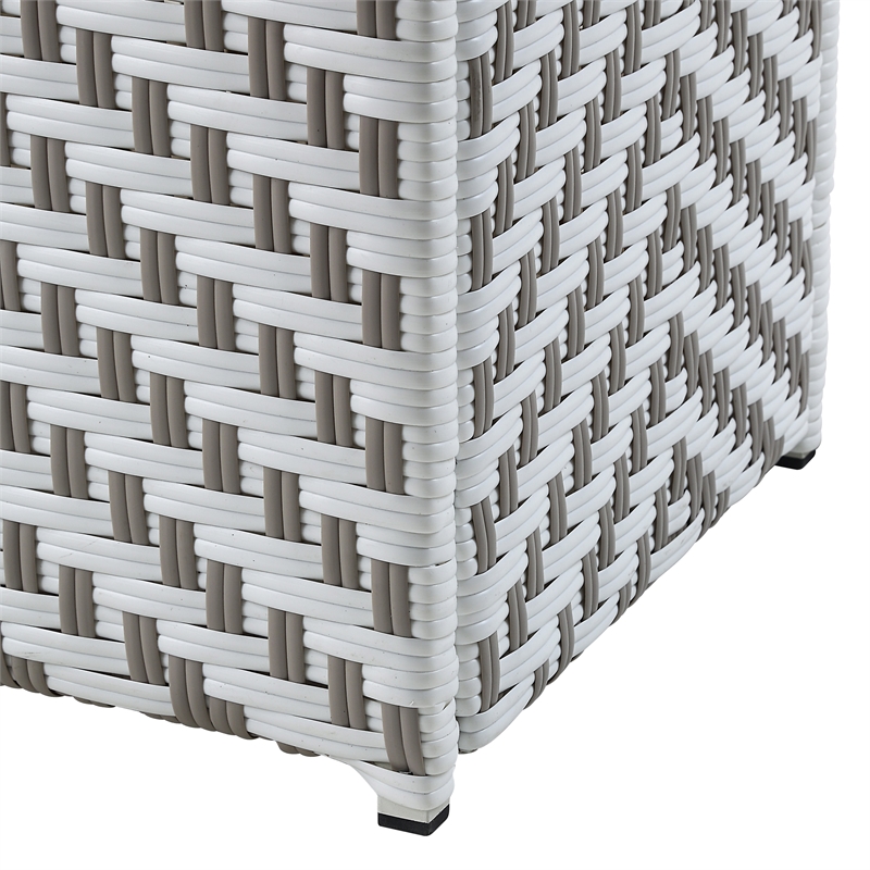 Furniture of America Azur Aluminum and FE Wicker Trash Can in Gray