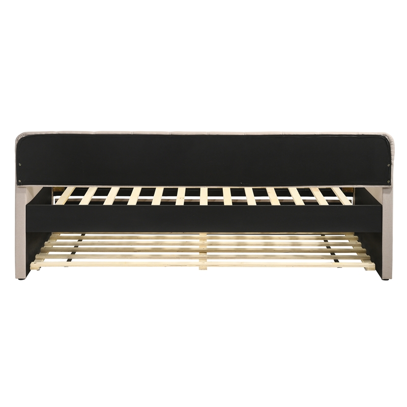 Furniture of America Knolt Fabric Twin Daybed With Trundle in Ivory