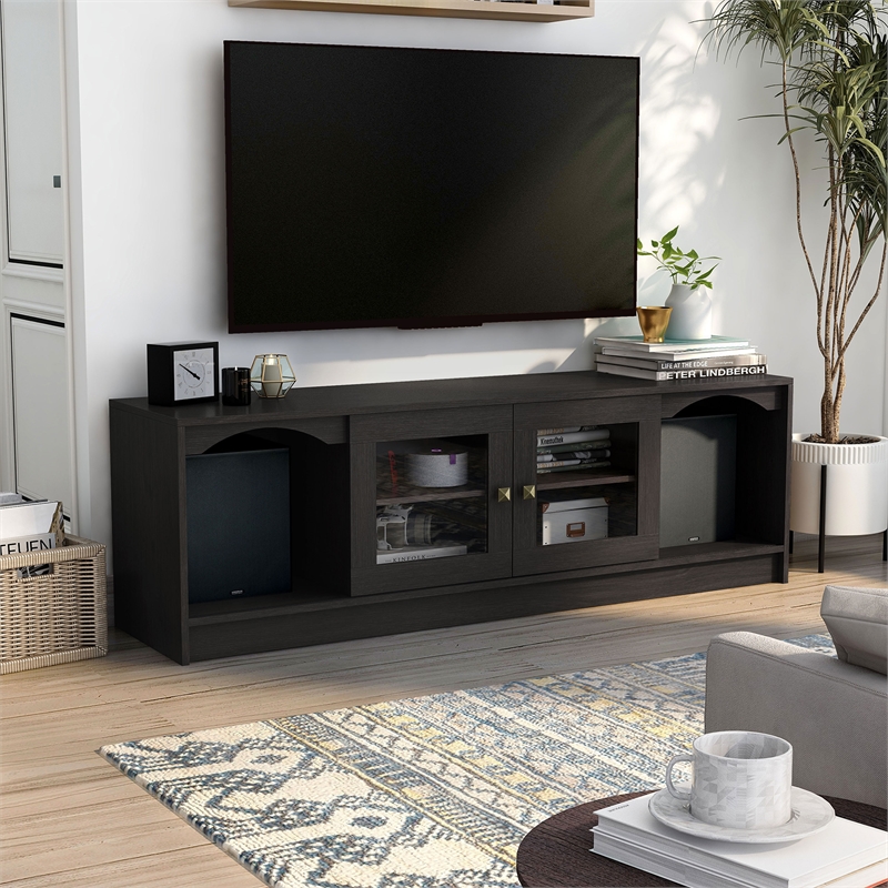 Furniture of America Elm Wood TV Stand with Cable Management in Espresso