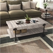 Furniture of America Acres Wood Natural Coffee Table with Metal Black Wheels