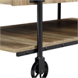 Furniture of America Acres Wood Oak Coffee Table with Metal Black Wheels