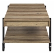Furniture of America Acres Wood Oak Coffee Table with Metal Black Wheels