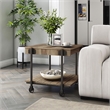 Furniture of America Acres Wood Oak End Table with Metal Black Wheels