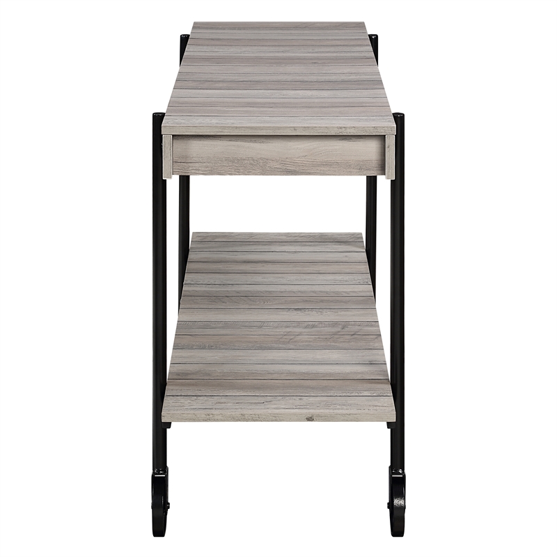 Furniture of America Acres Wood Natural Console Table with Metal Black Wheels