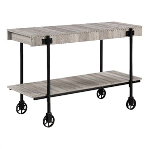 Furniture of America Acres Wood Natural Console Table with Metal Black Wheels