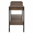 Furniture of America Acres Wood Walnut Console Table with Metal Black Wheels