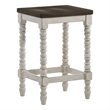 Furniture of America Birch Wood Counter Stools in White and Walnut (Set of 2)