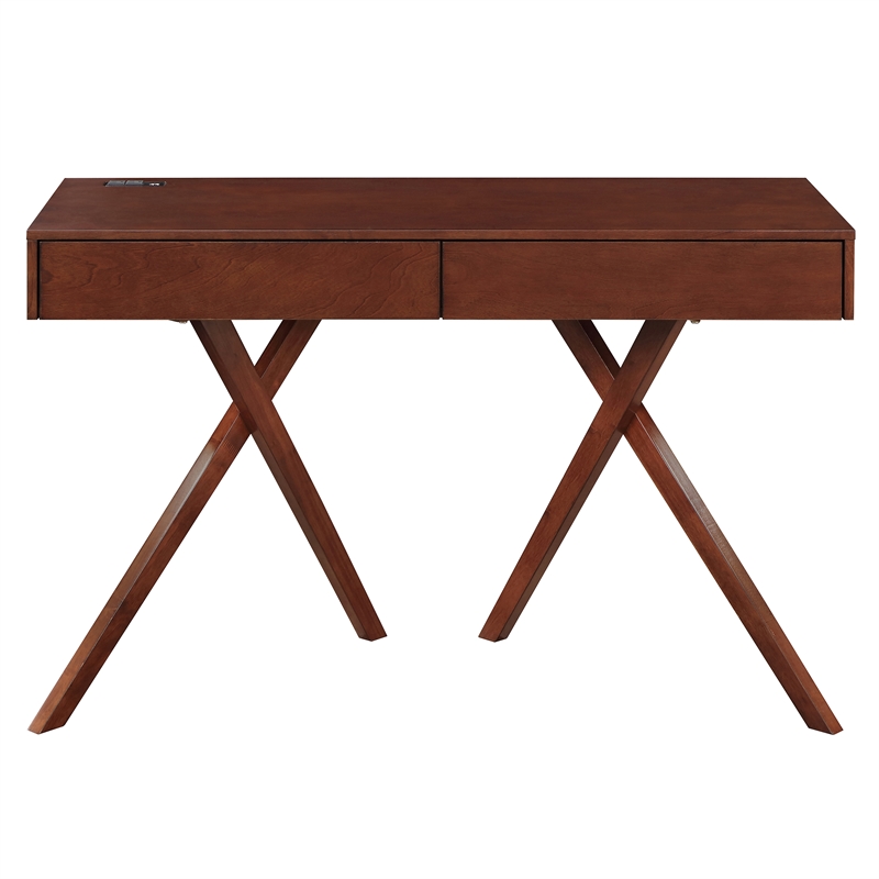 Furniture of America Alto Wood Writing Desk with USB in Dark Cherry