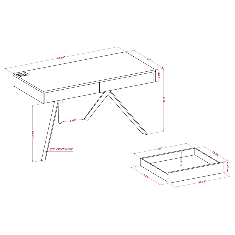 Furniture of America Alto Wood Writing Desk with USB in Dark Cherry