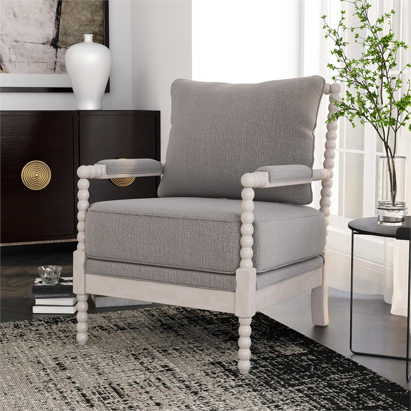 Furniture of America Elm Fabric Cushioned Accent Chair in Gray