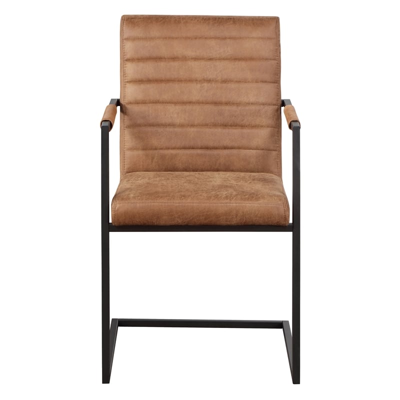 Furniture of America Knolt Fabric Upholstered Armchair in Brown (Set of 2)