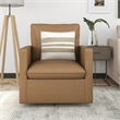 Furniture of America Elm Transitional Faux Leather Swivel Chair in Brown