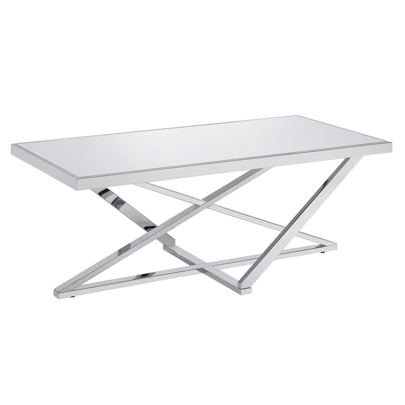 Furniture of America Glanz Metal 2-Piece Coffee Table Set in Chrome