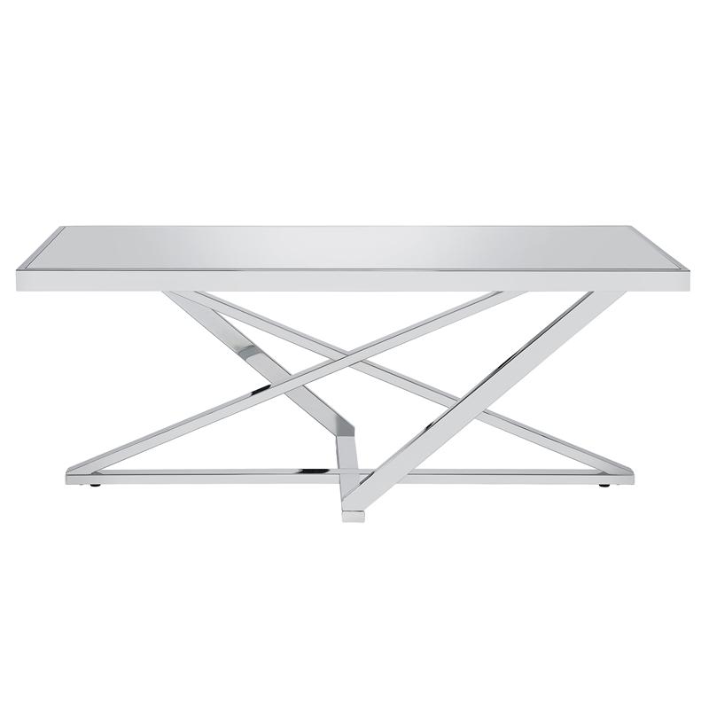 Furniture of America Glanz Metal 2-Piece Coffee Table Set in Chrome
