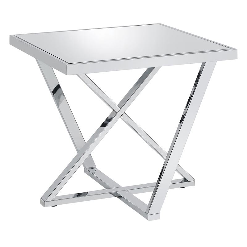 Furniture of America Glanz Metal 2-Piece Coffee Table Set in Chrome