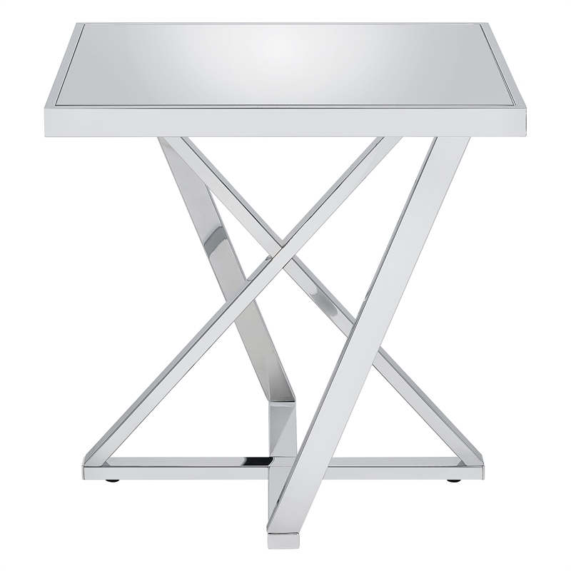 Furniture of America Glanz Metal 2-Piece Coffee Table Set in Chrome