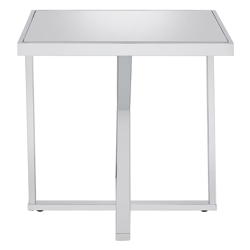 Furniture of America Glanz Metal 2-Piece Coffee Table Set in Chrome